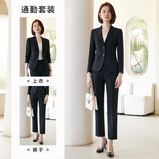 【上衣+裤子】罗蒙春秋女士西服套装修身显瘦商务通勤西服两件套 商品图2