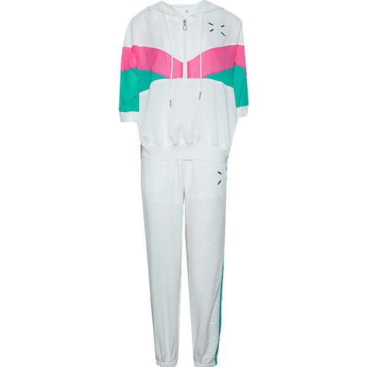 QYM 23332-Y运动服两件套衫+小脚哈伦裤时尚拼色休闲套装 商品图4