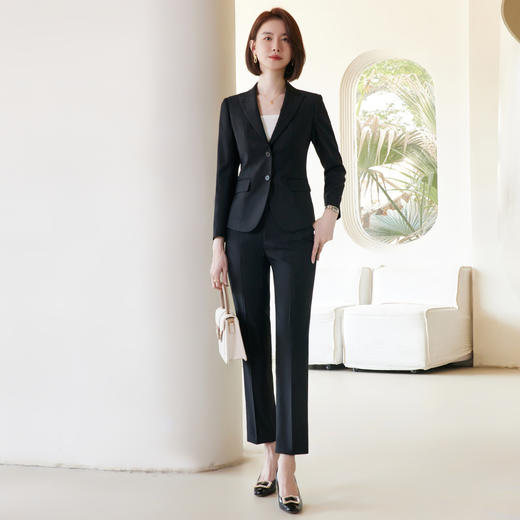 【上衣+裤子】罗蒙春秋女士西服套装修身显瘦商务通勤西服两件套 商品图6