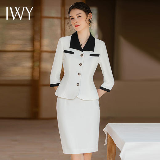 IWY/春夏款西装套裙女两件套白色气质高端时尚美容院医美职业装CS1787 商品图0