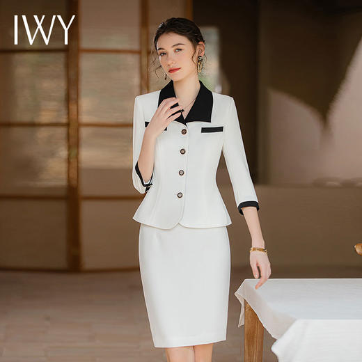 IWY/春夏款西装套裙女两件套白色气质高端时尚美容院医美职业装CS1787 商品图4