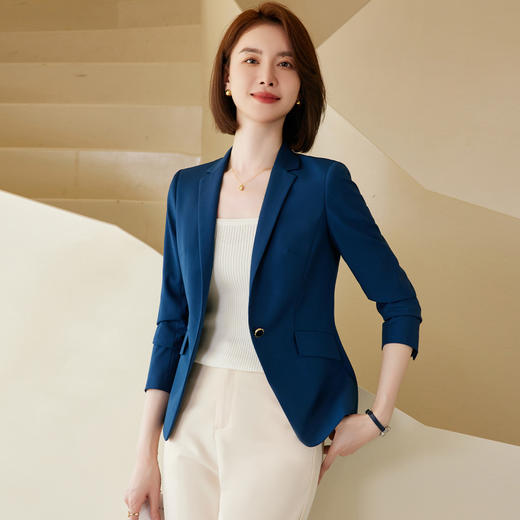 罗蒙春秋款小西装外套女士商务通勤休闲百搭修身显瘦一粒扣单西服上衣 商品图5