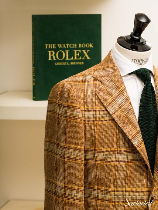 Cesare Attolini 橘色格纹亚麻单西 商品图1