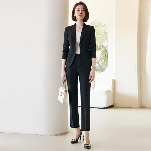 【上衣+裤子】罗蒙春秋女士西服套装修身显瘦商务通勤西服两件套 商品图7
