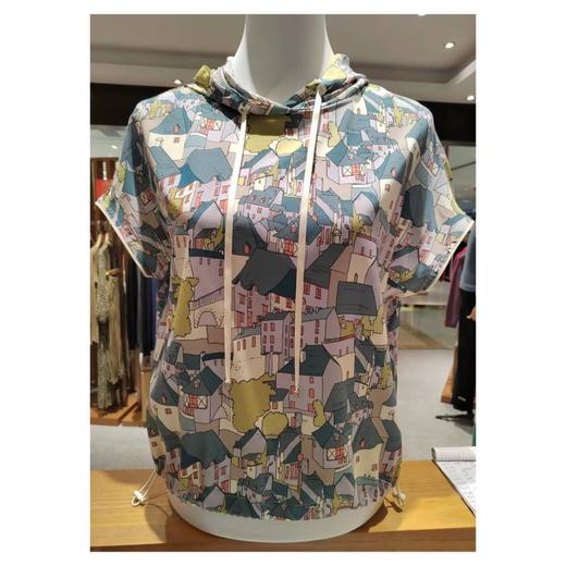 3楼珍贝桑蚕丝印花带帽女衫 商品图0