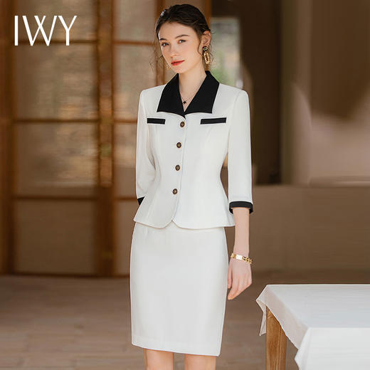 IWY/春夏款西装套裙女两件套白色气质高端时尚美容院医美职业装CS1787 商品图1
