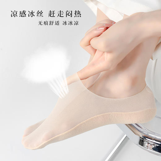 【冰丝隐形袜5双装】夏季冰丝船袜超薄网纱隐形袜 硅胶防滑不掉跟女士船袜 商品图1
