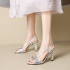 优雅百搭，鱼嘴真皮镂空蝴蝶结高跟凉鞋QS-23031 商品缩略图9