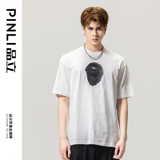 PINLI品立春季新款男士印花圆领短袖T恤休闲上衣BG231111035 商品图5