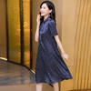 真丝连衣裙2023夏季新款方领格纹飘带气质时尚桑蚕丝中长款裙ASE-2385 商品缩略图1