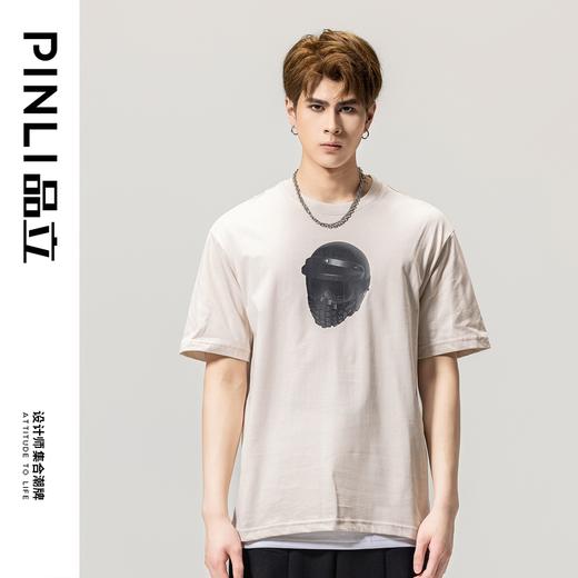 PINLI品立春季新款男士印花圆领短袖T恤休闲上衣BG231111035 商品图2