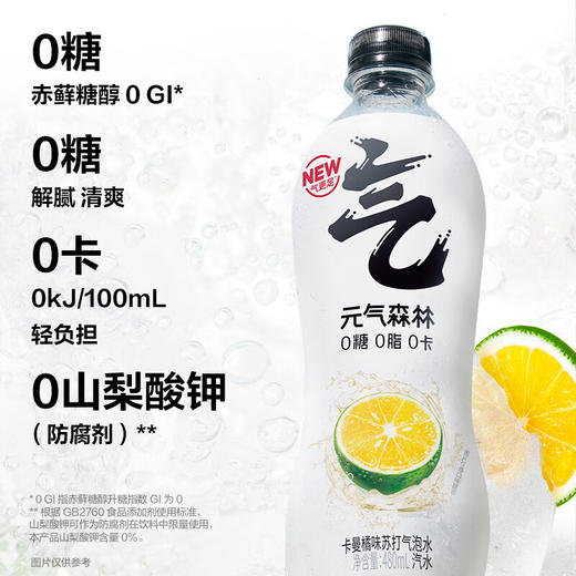 元气森林 苏打气泡水饮料汽水无糖480ml*15瓶 卡曼橘味（现金价） 商品图2