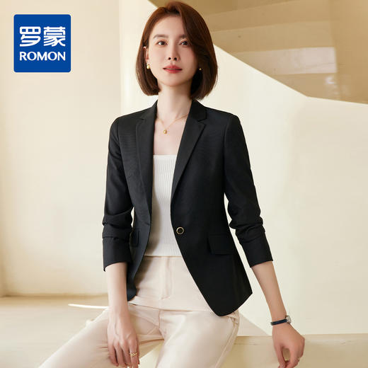罗蒙春秋款小西装外套女士商务通勤休闲百搭修身显瘦一粒扣单西服上衣 商品图7