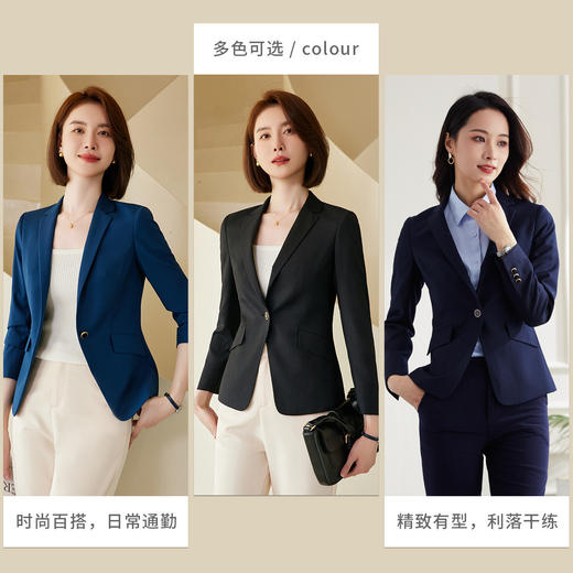 罗蒙春秋款小西装外套女士商务通勤休闲百搭修身显瘦一粒扣单西服上衣 商品图1
