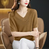 夏季V领冰丝针织衫，中年短袖t恤洋气妈妈夏装薄款宽松遮肚子上衣CC-5-5256 商品缩略图5
