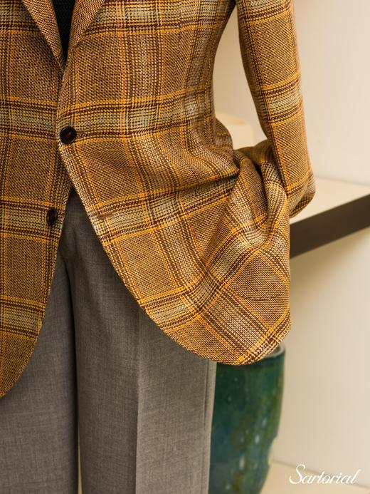 Cesare Attolini 橘色格纹亚麻单西 商品图5