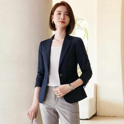 罗蒙春秋款女士小西装外套修身显瘦商务通勤休闲百搭单西服上衣外套女 商品图2