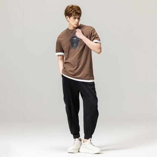 PINLI品立春季新款男士印花圆领短袖T恤休闲上衣BG231111035 商品图4