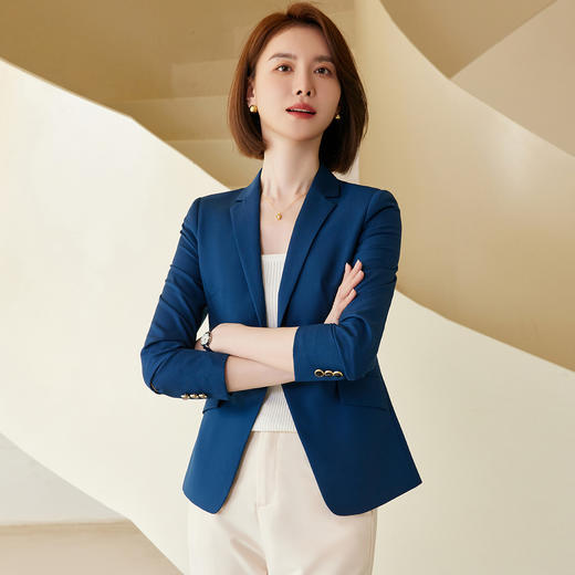 罗蒙春秋款小西装外套女士商务通勤休闲百搭修身显瘦一粒扣单西服上衣 商品图4