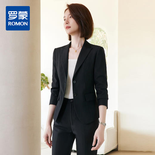 【上衣+裤子】罗蒙春秋女士西服套装修身显瘦商务通勤西服两件套 商品图1