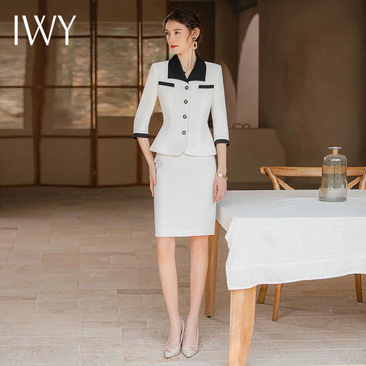 IWY/春夏款西装套裙女两件套白色气质高端时尚美容院医美职业装CS1787 商品图2
