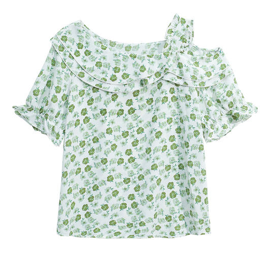 2023新款洋气小衫荷叶边露肩上衣XHFS-3Z2196 商品图4