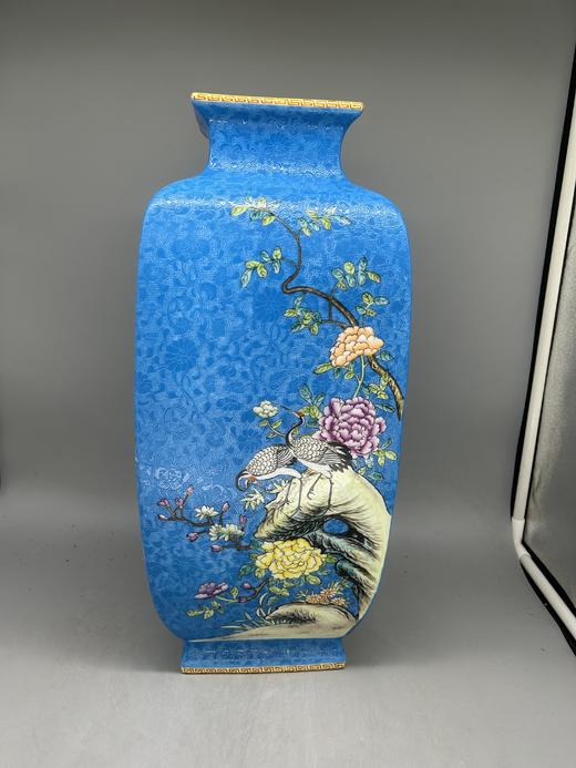 宝石蓝扒花四季花鸟四方镶器 商品图0