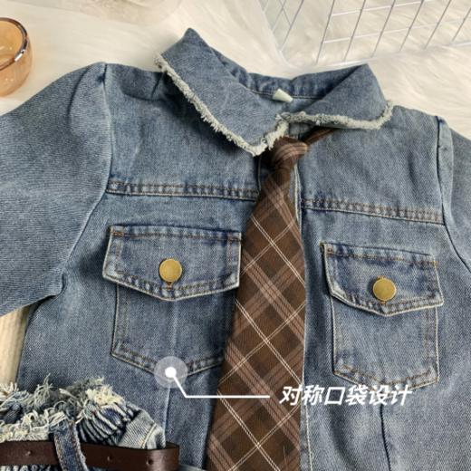 甜酷风毛边外套牛仔裙套装！！春夏穿搭必不能少的基础款牛仔套装登场❗短款的牛仔外套搭配上毛边牛仔短裙，甜酷风十足~ 商品图8