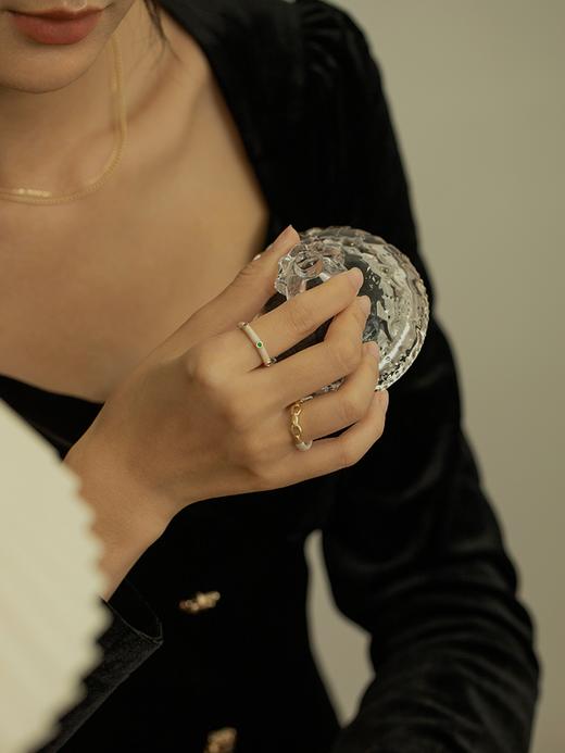 Oflye潮流饰品 彩色锆石包镶个性滴油复古戒指女彩虹粉钻小众感素圈开口戒指 商品图0