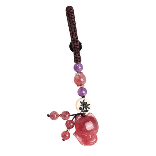 灵机生活馆粉水晶狐狸桃花挂件汽车钥匙扣包挂饰 商品图2