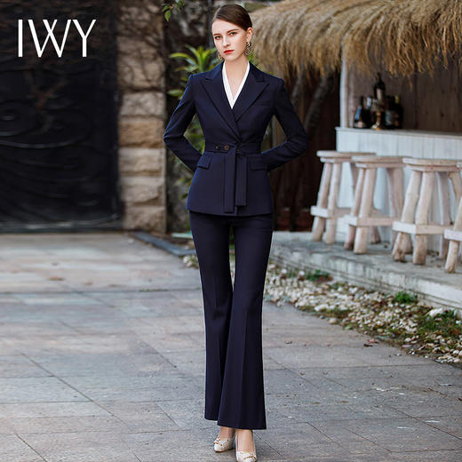 IWY/高级感时尚简约藏青色职业套裤新款女秋季通勤西服外套CP1781 商品图1