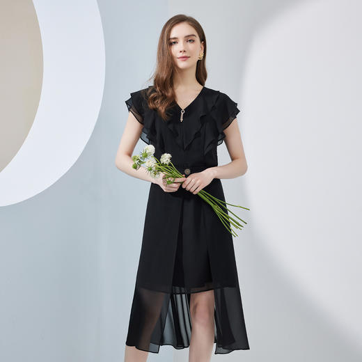 NF8X3斯尔丽瑟俪2023夏季新款荷叶领法式浪漫轻薄柔美连衣裙 商品图0