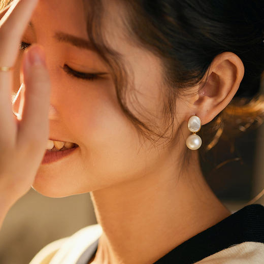 Manreya玛芮雅 “月影柔情”爱迪生珍珠耳环轻奢小众浪漫法式 商品图1