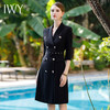 IWY/夏新款西装连衣裙女黑色收腰显瘦五分袖薄款透气职业女装Q470-B 商品缩略图4