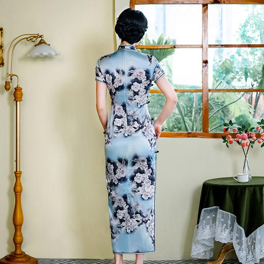 WX改良旗袍连衣裙真丝桑蚕丝夏季长款 商品图3