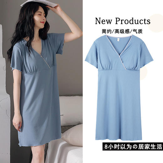莫代尔冰丝孕妇哺乳睡裙 商品图2