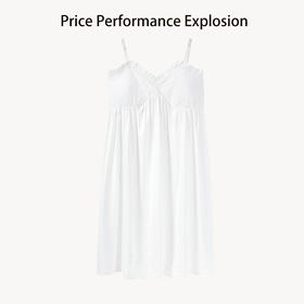 「3D版型裁剪！莫代尔材质」吊带睡裙女夏性感蕾丝公主宫廷白色睡衣 宽松带胸垫莫代尔家居服裙子