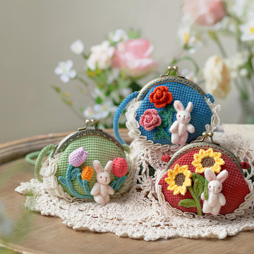 篱花兔子口金手工DIY编织棉线钩针包包毛线团自制材料包 商品图1