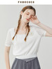 Famecoco范可儿短款低领针织衫女夏季新款短袖方领镂空上衣FAB3DB004 商品缩略图2