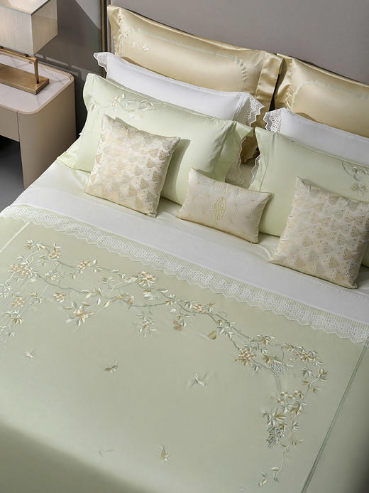 whinny/惠谊 新中式婉约100S新疆长绒棉全棉绣花四件套 春雨嫣然 商品图1