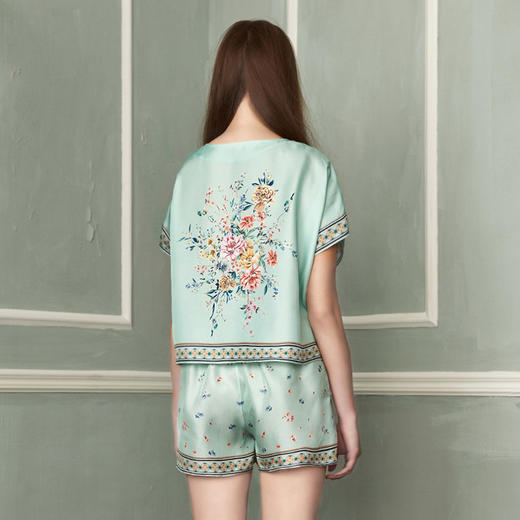 Solo seta真丝睡衣套装女丝绸两件套桑蚕丝家居服短裤短袖秋冬 商品图4