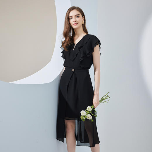 NF8X3斯尔丽瑟俪2023夏季新款荷叶领法式浪漫轻薄柔美连衣裙 商品图2