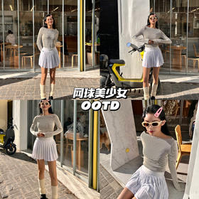 新品上身｜一字领长袖 + 网球百褶裙，活力超减龄💯