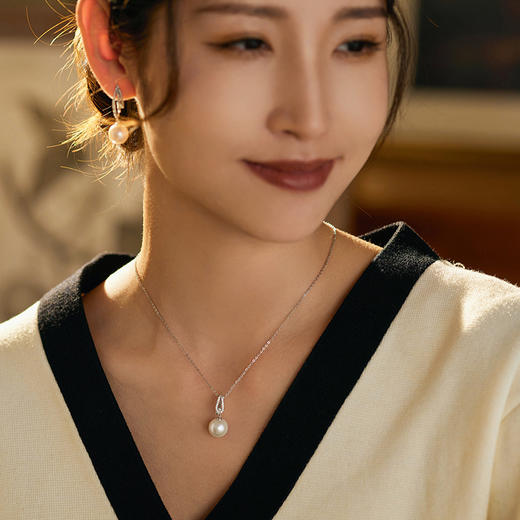 Manreya玛芮雅“白羽之梦” 爱迪生珍珠耳环+项链饰品套装小众原创轻奢 商品图1