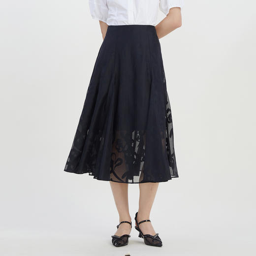 谜底2023夏新款法式优雅半身裙复古提花高腰中长款伞裙232MB0622 商品图0