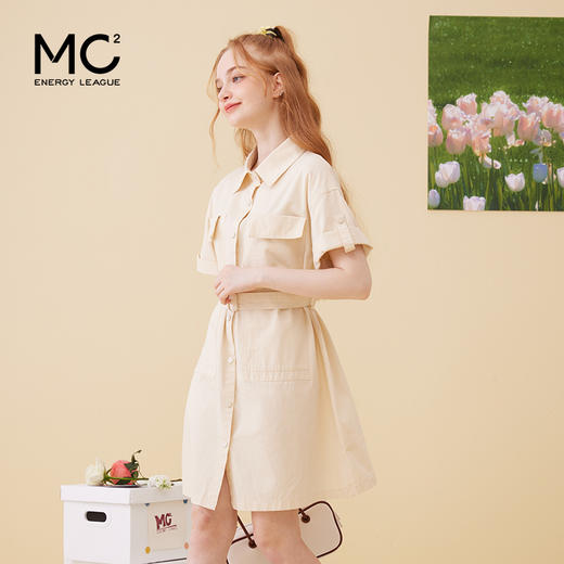 女装翻领大口袋设计配腰带连衣裙-97018Q3221015 商品图0