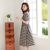 火桐hooton斜纹绸法式棋盘格连衣裙YT2050 商品缩略图1