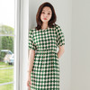 火桐hooton斜纹绸法式棋盘格连衣裙YT2050 商品缩略图6