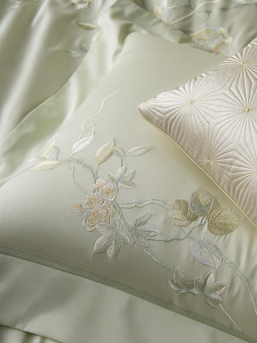 whinny/惠谊 新中式婉约100S新疆长绒棉全棉绣花四件套 春雨嫣然 商品图2