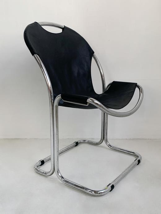 意大利1970s包豪斯皮面镀铬不锈钢座椅 商品图1